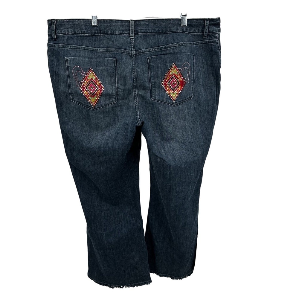 Mossimo Premium Denim Embellished Cropped Flare Jeans Dark Wash Womens 20W/S